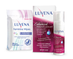 LUVENA Enhanced Personal Lubricant & LUVENA Feminine Wipes (25ct Resealable Pouch)